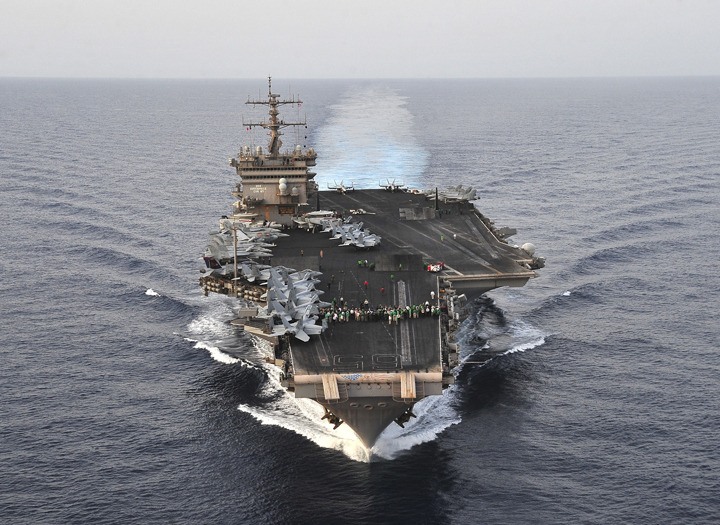 The aircraft carrier USS Enterprise (CVN 65) sails through the Gulf of Aden while conducting operations in this June