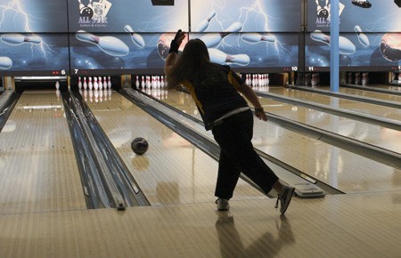 Senior Alexus Lucas bowls a frame in Bremerton High School’s last regular season match against North Mason High School Tuesday.