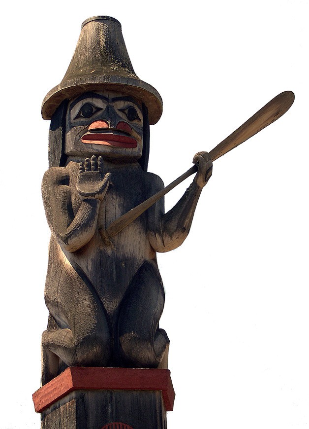 A welcome figure at the Port Gamble S’Klallam longhouse in Little Boston helps tell the story of the S’Klallam people.