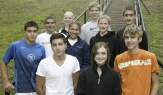 The five sibling pairs on the CK cross country team. Front row (left to right): James Moskovjak