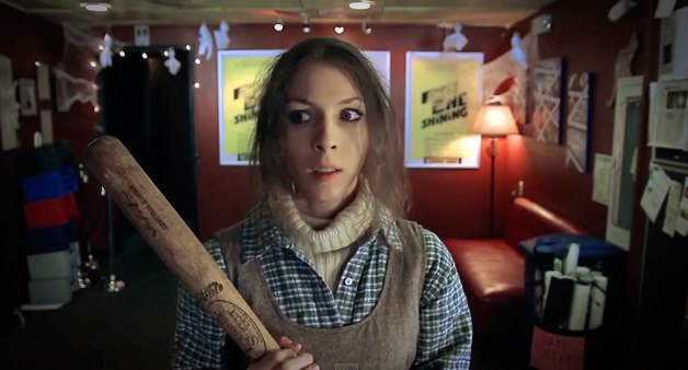 Dragonfly staff member Amy Vanderpool stars in an homage to 'The Shining' to promote its screening at the Port Orchard theater.