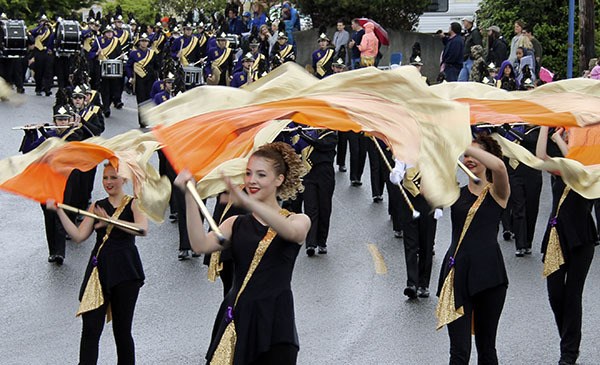 North Kitsap High School Band Color Guard at the annual Viking Fest parade