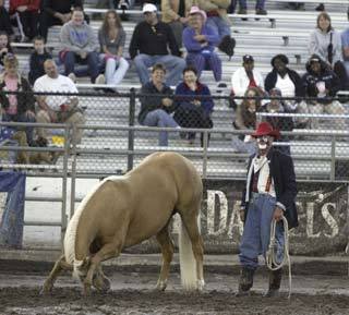 Professional Rodeo Cowboy's Association rodeo clown Keith Isley had his horse