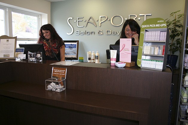 Jennifer Federspiel and Kim Obermyer answer calls at Seaport Salon and Day Spa.