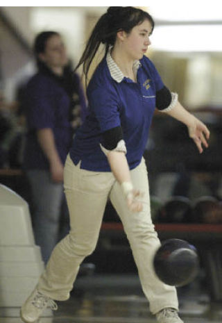 BHS’ Ariel Wagg rolls a frame during Tuesday’s league championships.