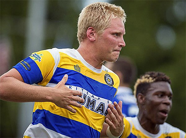 Mikey Chamberlain after he scored against the Calgary Foothills in the season opener. He scored three that game and has five goals on the season.