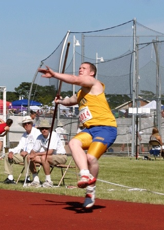 Bremerton sophomore Kyle Kennedy throws the javelin at the Class 3A state track and field championships at Mount Tahoma High School in Tacoma. Kennedy placed fifth in Saturday's final.