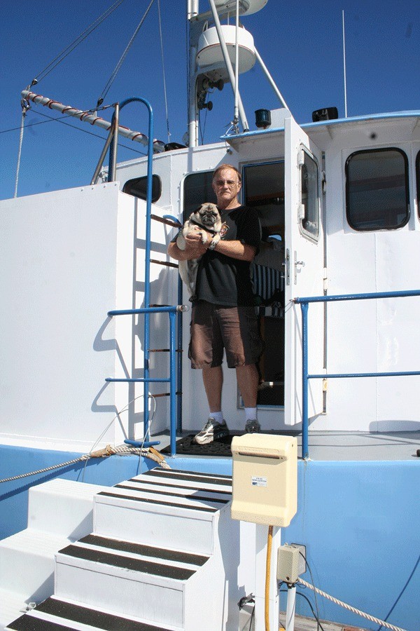 Steve Abbott lives aboard with his wife and their pug