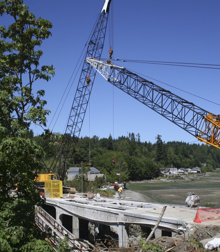 Demolition began Monday for the Southworth Drive Bridge.