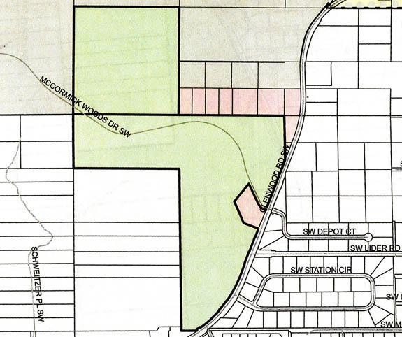 The annexation area includes two large parcels and 10 smaller ones.