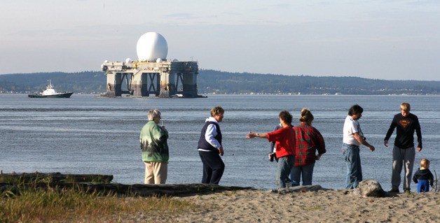 A floating radar station passed Point No Point on Tuesday afternoon