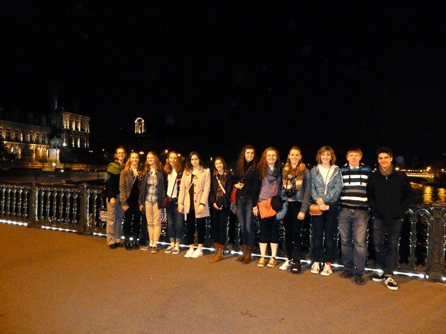 North Kitsap School District students pose for a group photo in France on a previous trip.