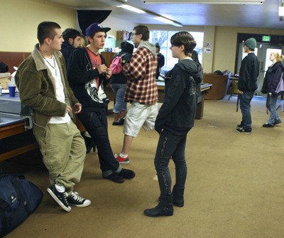 Teens hang out at Coffee Oasis in Bremerton last Thursday evening. Construction on site for a homeless teen shelter began last week and the goal is for the shelter to be up and running by the end of the summer.