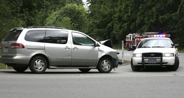 A van collided with a pickup at State Route 305 and Noll Road on Thursday.