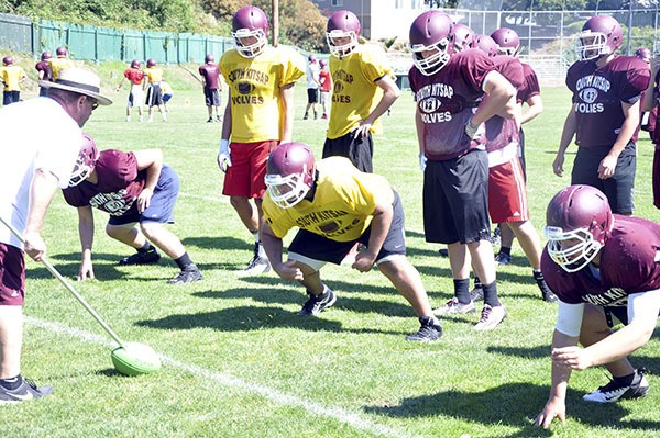 Coach Eric Canton said he had his South Kitsap players focus on “basic formations and plays” during last week’s football camp at Fort Worden State Park. The Wolves first practice for the upcoming season will be 6 p.m. Aug. 20.