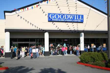 Shoppers waited in line Thursday morning to be the first customers inside the new Silverdale Goodwill store.