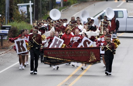 The Kingston High Marching Band celebrates homecoming last October.
