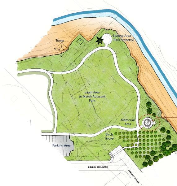 A bird's eye view of the a redesigned Kitsap 9/11 Memorial planned for Bremerton's Evergreen Rotary Park. Plans are on review at the Norm Dicks Government Center through the New Year.