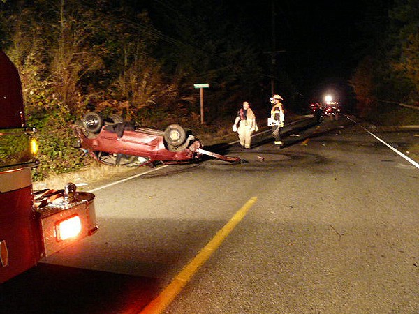 Three young adults were taken by ambulance to Harrison Hospital in Bremerton late Saturday after a single-car crash on Nov. 19. Two others were taken to Harborview and Tacoma General.