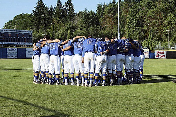 The BlueJackets huddle before a game.