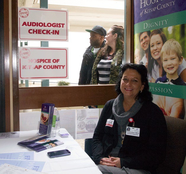 Hospice specialist Konnie Strom spoke with visitors at Operation Day of Hope.