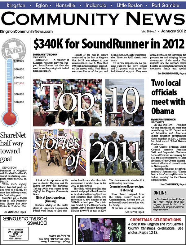 The first edition of 2012: The January Kingston Community News features the Top 10 Stories of 2011.