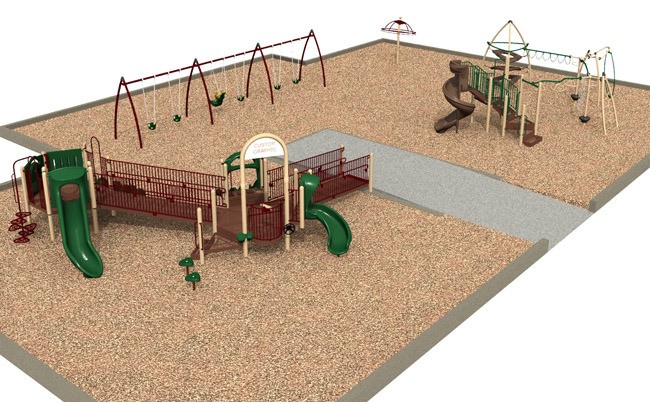 Computer-generated rendering of how the new playground at South Kitsap Regional Park will look when work is completed late next month.
