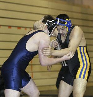 Bremerton 189-pounder Andres Garcia battles for position against Rogers Trevor Dykema