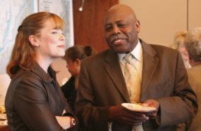 Chief Deputy Auditor Walt Washington and Poulsbo attorney Sara Lingafelter were among the visitors who offered Kitsap County Auditor Karen Flynn
