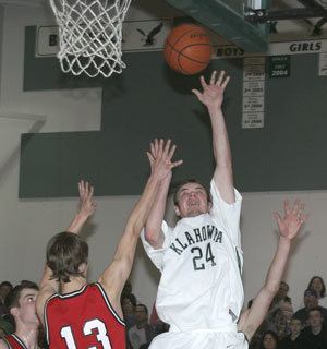 Klahowyas Caleb Leavitt puts up a shot against a tough Port Townsend defense in Fridays 57-51 loss to the Redskins.