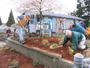 Kiwanis clubs from across the county teamed up to spruce up Kiwanis Field on April 5.