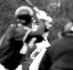 South Kitsap starting pitcher Drew Saddler about to deliver a pitch against Wilson.