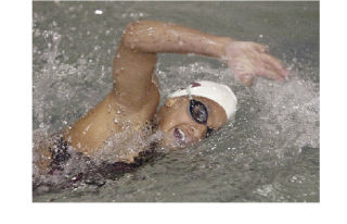 South Kitsap freshman Nicole Hinely turned in a time of 2:02:78 in the 200-yard freestyle against Central Kitsap.