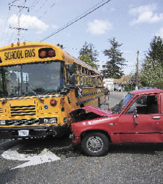 Wrong place, wrong time for CK School District bus Car hits busload of students, one minor injury reported.