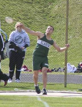 Klahowya’s Randy Schmittler lets loose a discus throw at last weekend’s 10th annual Bremerton Relays. Schmittler will be one of several multi-talented Eagles.