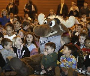 View Ridge Elementary students got personal with the Mariner Moose during the Seattle Mariners Caravan stop Tuesday.