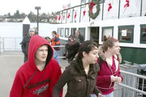 The Carlisle II foot ferry unloads its passengers Friday in Port Orchard after arriving from Bremerton.