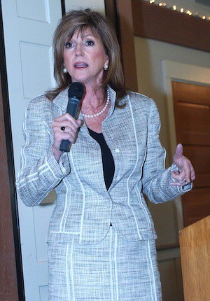 Republican Party state chair Susan Hutchison speaks during the SKRW luncheon.