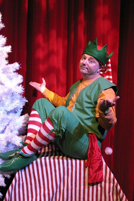 Tim Davidson (on ornament) becomes  Crumpet the Elf for BPA’s production of  ‘The SantaLand Diaries
