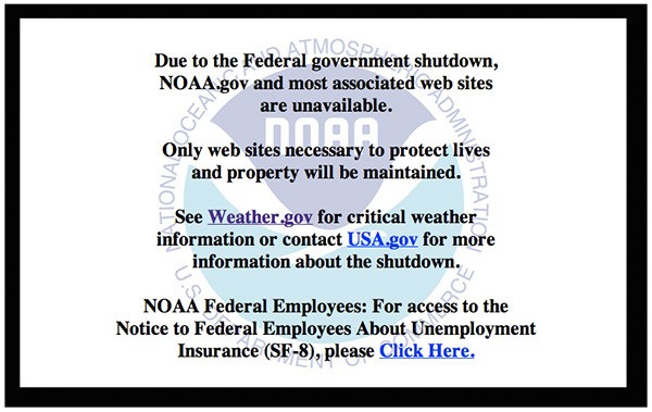 NOAA.gov and other federal government websites are unavailable because of the federal government shutdown.