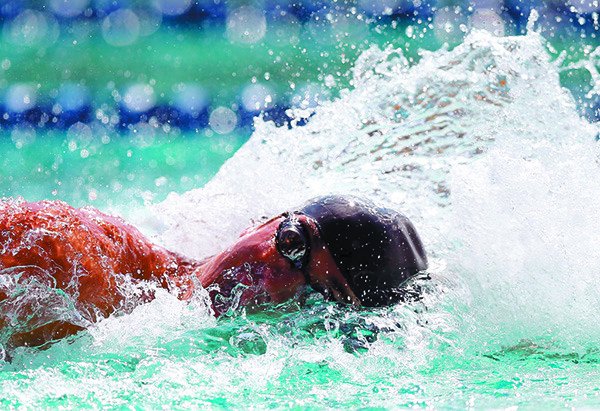 Nathan Adrian in the pool.