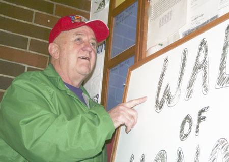 Ken Bicha says the Wall of Honor at the Port Orchard Eagles Lodge is a “work in progress