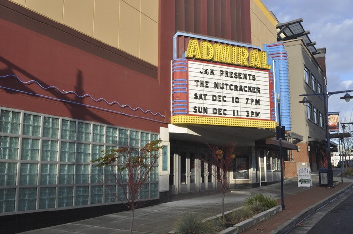 The Admiral Theater’s marquee shows last weekend’s lineup and the reason many say the city-owned theater deserves more of the city’s lodging tax revenue for operations.