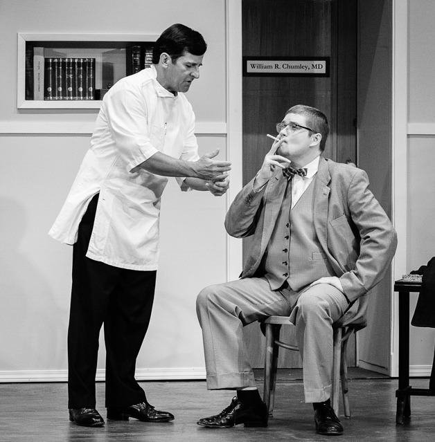 Kenny James stars as Dr. Lyman Sanderson and Chris Dolan stars as Elwood Dowd in Bremerton Community Theatre’s production of “Harvey.”
