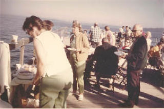 This photo provided by the Friends of the Manchester Library shows a salmon bake in the late 1960s or early 1970s