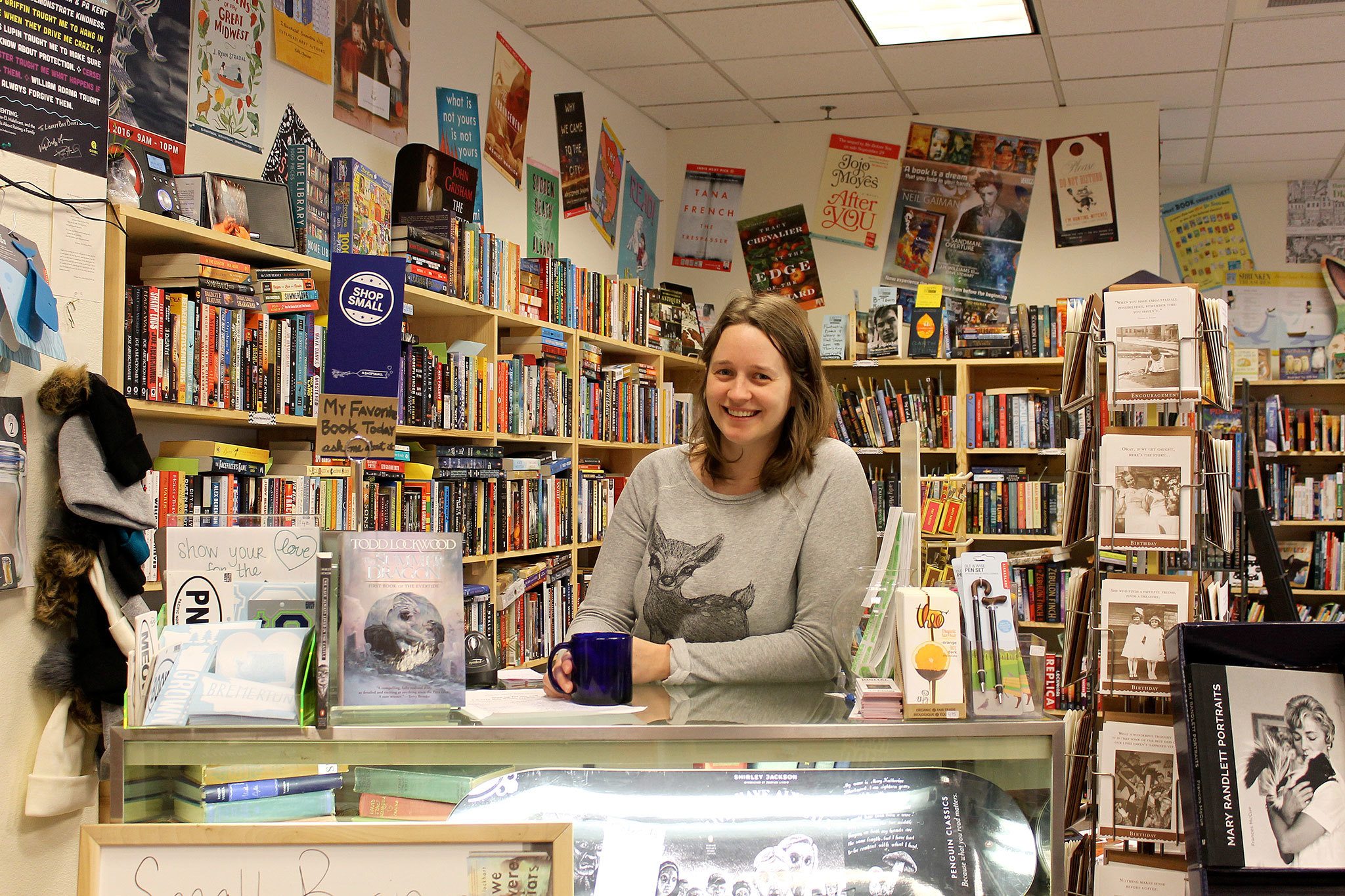 Kate Daniels is an employee at Liberty Bay Books, located at 409 Pacific Ave., Bremerton. Shop at Liberty Bay Books on Small Business Saturday, Nov. 26.                                Michelle Beahm / Kitsap News Group