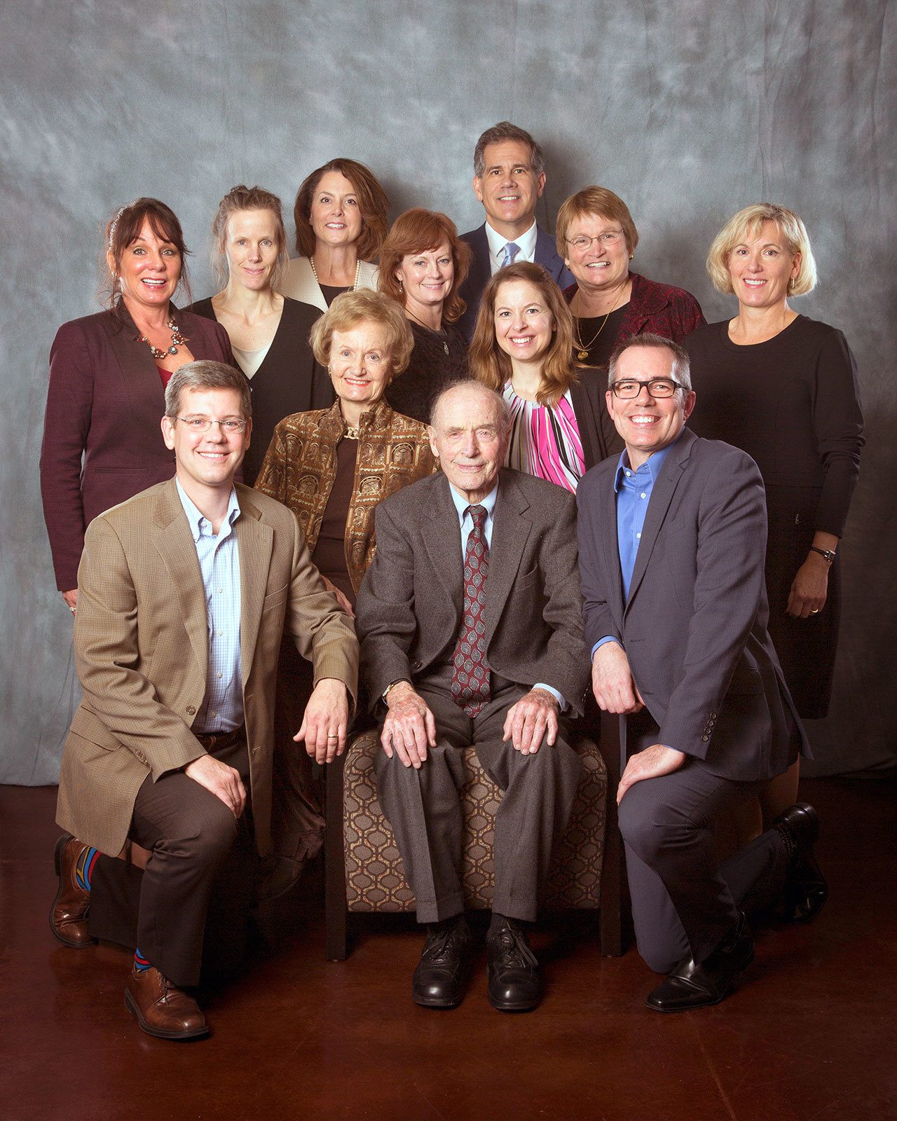 Martha & Mary presented its 2016 Philanthropy Awards to the Helen Langer Smith family and Kitsap Bank. Pictured here are members of the Langer Smith family and Kitsap Bank executives with Martha & Mary leadership at the Donor Appreciation event: Back Row (l-r): Marlene Mitchell, Stephanie Smith, Lynette Ladenburg, Bonnie Olson, Steve Politakis, Helen Stoll, Cydly Langer-Smith; Front Row (l-r): Brad Gitch, Helen Langer Smith, Buz Smith, Lael Alecci, Alan Crain. Contributed