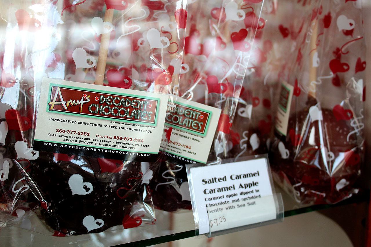 Amy’s Decadent Chocolates, located at 2801 Sixth St., Bremerton, features myriad Valentine’s Day-themed desserts to choose from.Michelle Beahm / Kitsap News Group