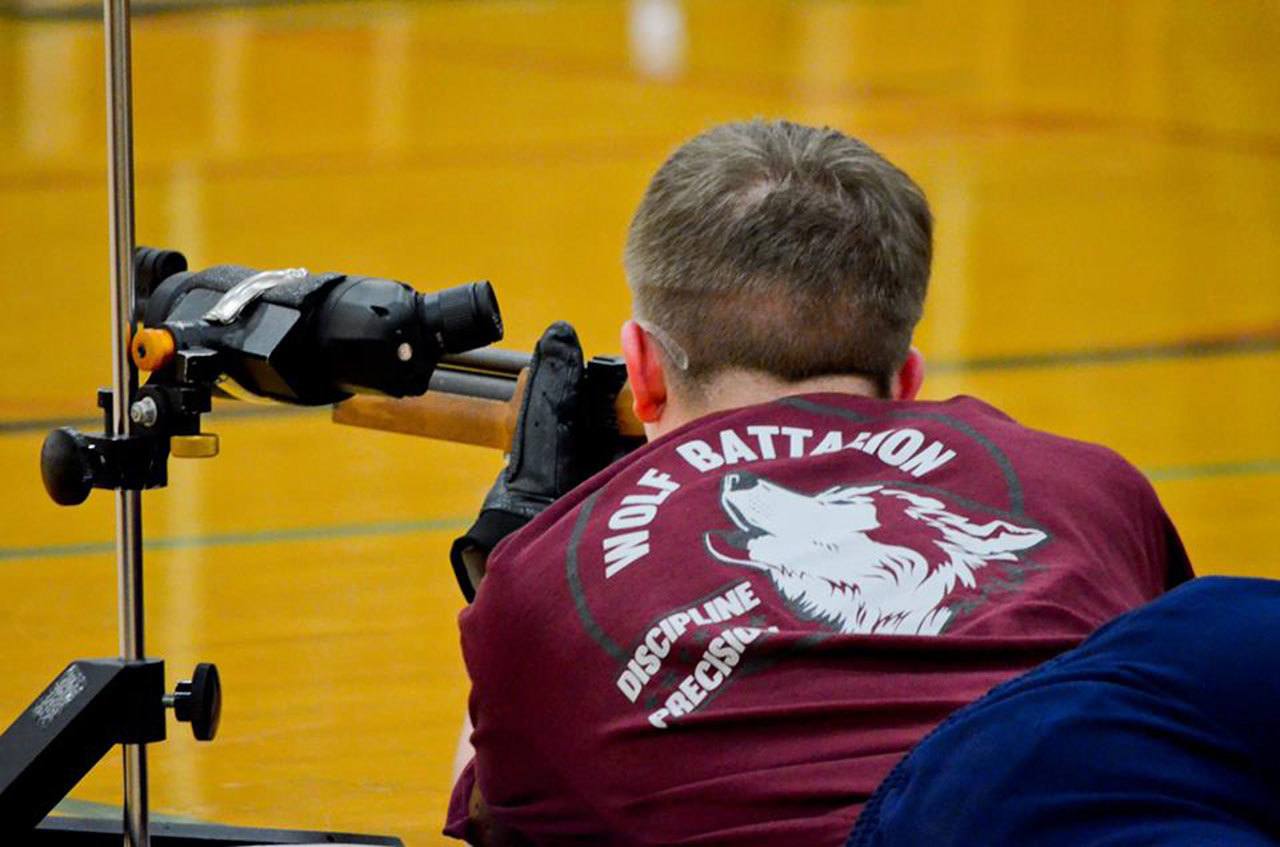 Photo by: Corina Cabanting Carlos courtesy of SK Wolves Athletics Facebook.                                The Wolves NJROTC program competing at the JROTC Narrows Division Drill Meet.