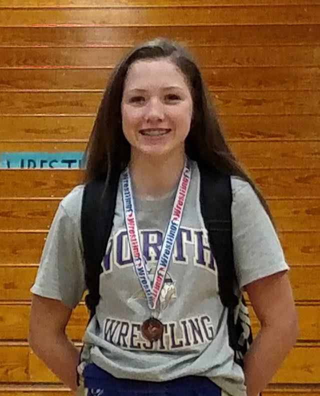 North Kitsap wrestler Holly Beaudoin (105) was league and regional champion. (Jenn Beaudoin/ Contributed)
